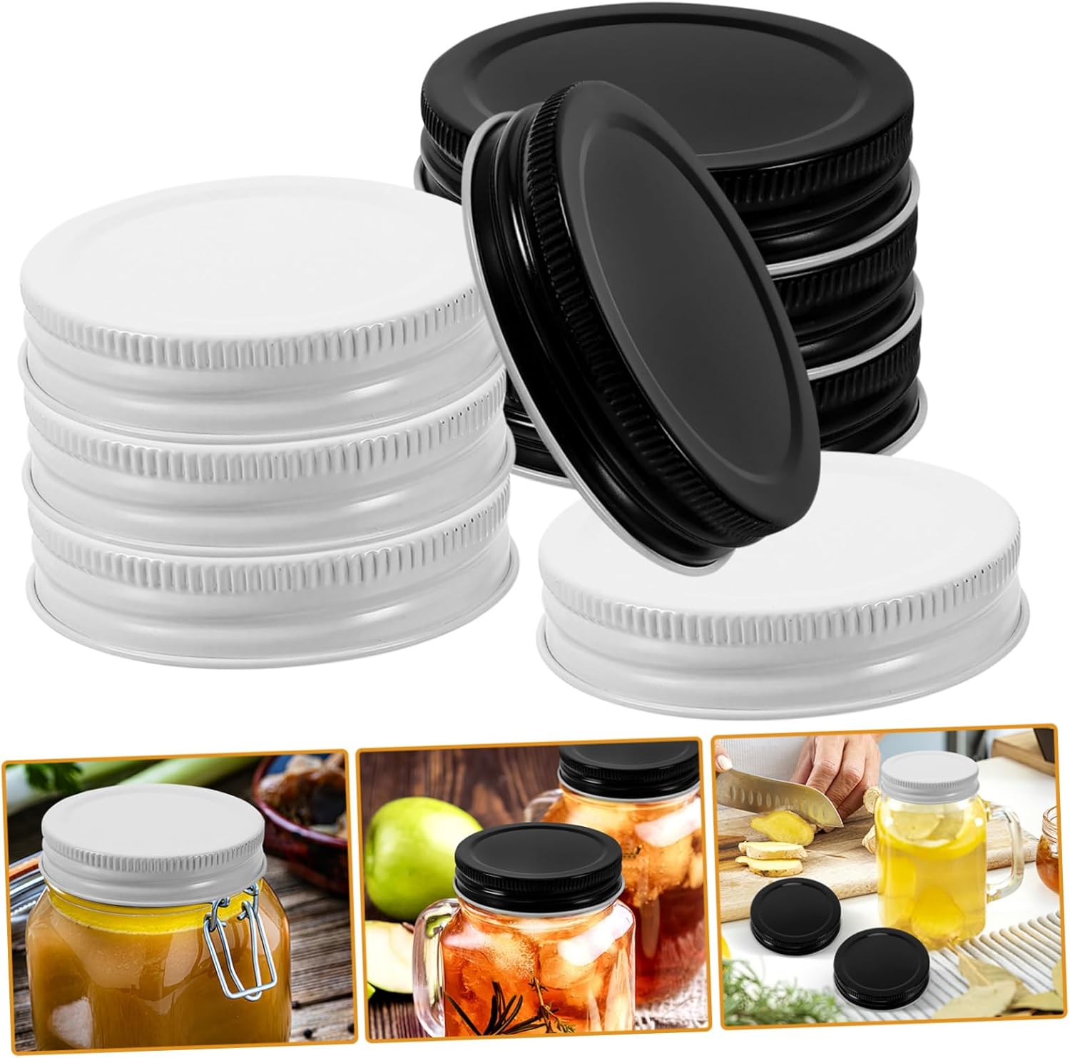 8pcs Zerodeko Mason Jar Lids - Reusable Leak-proof Sealing Canning Covers