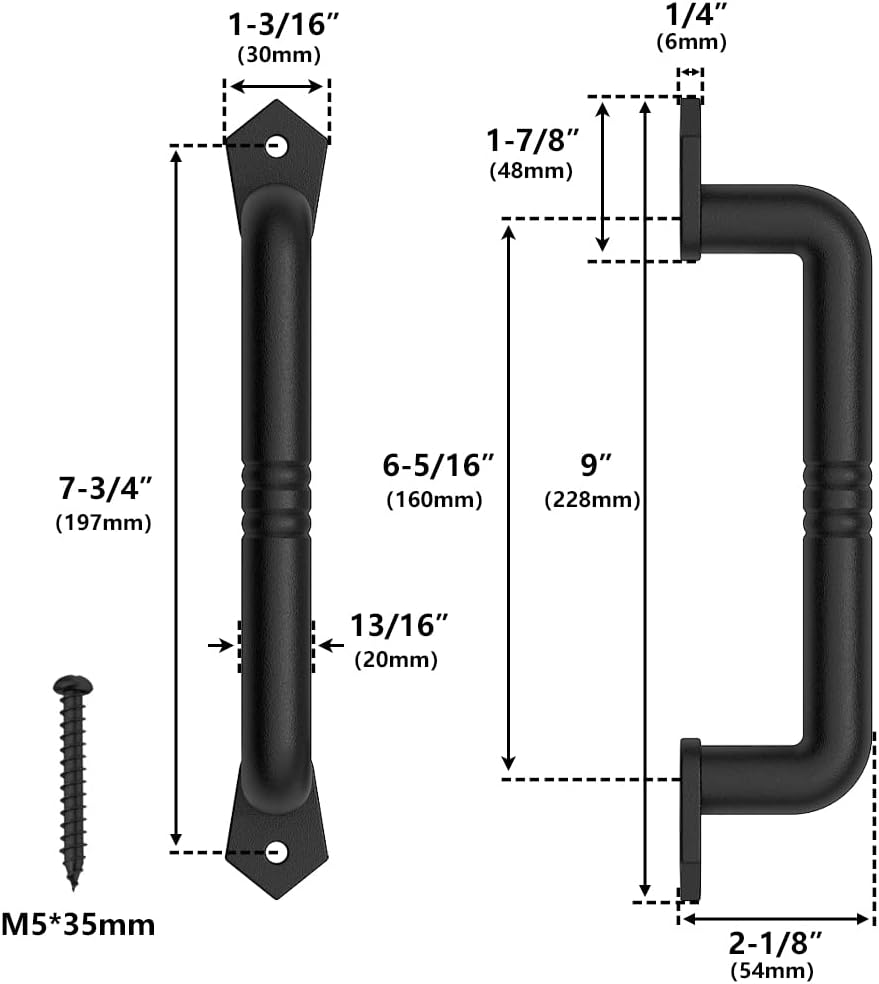 9" Black Sliding Barn Door Handle Pull for Sliding Barn Door or Gate by skysen (607)