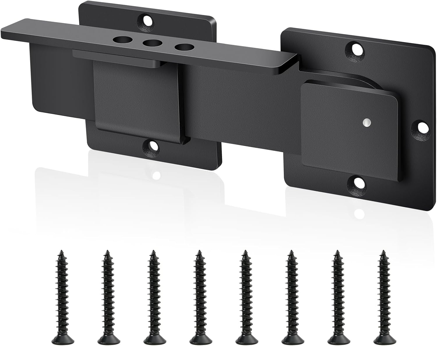 9" Flip Gate Latch Lock with 3 Padlock Hole, Heavy Duty Aluminum Alloy Barn Door Lock - Adjustable Gate Latch for Outdoor Fence, Shed, Garage - Double Sliding Swing Gate - Black