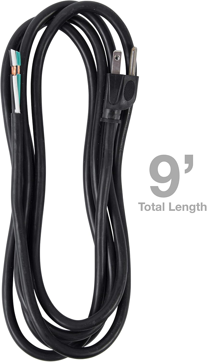 9 ft 16 AWG 3-Wire Appliance & Power Tool Cord 13A/125V AC 1625w Black - Bergen Industries Inc PS913163
