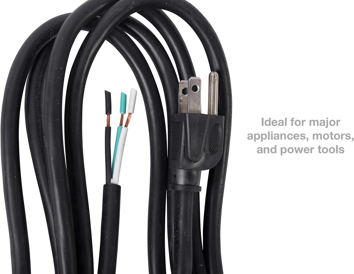 9 ft 16 AWG 3-Wire Appliance & Power Tool Cord 13A/125V AC 1625w Black - Bergen Industries Inc PS913163