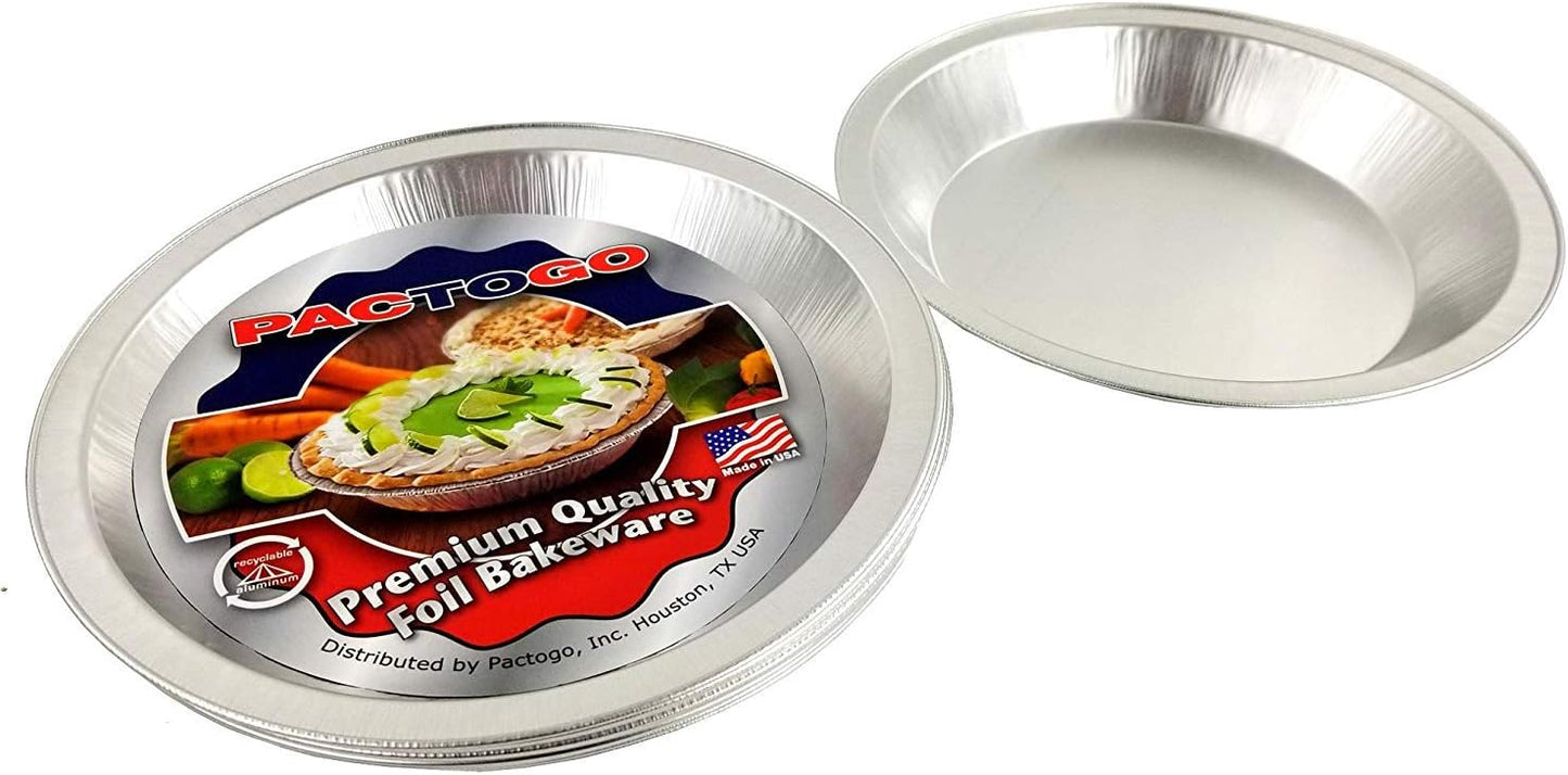9" Heavy Duty Aluminum Foil Pie Pans - Smooth-Wall, Ultra Thick 120 Gauge (25 Pack) by PACTOGO