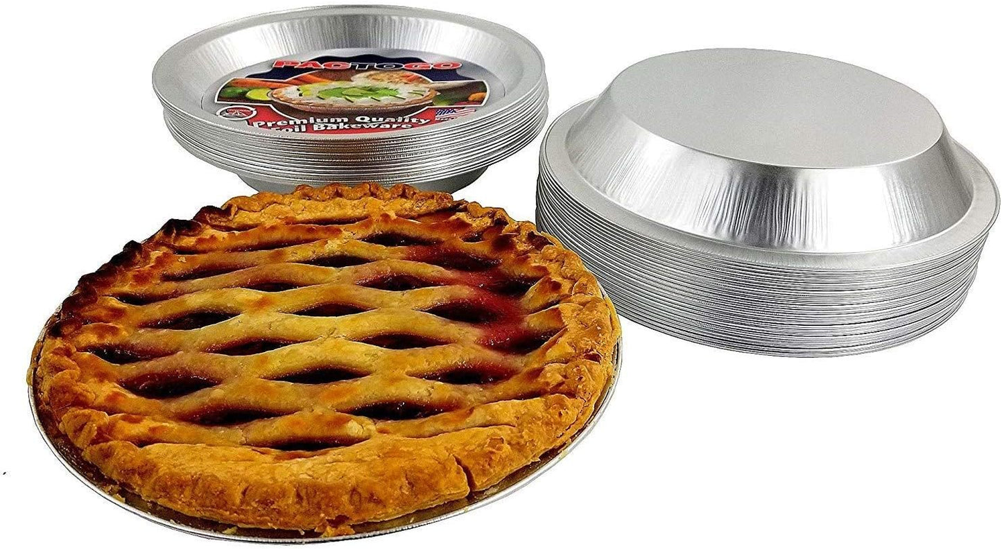 9" Heavy Duty Aluminum Foil Pie Pans - Smooth-Wall, Ultra Thick 120 Gauge (25 Pack) by PACTOGO