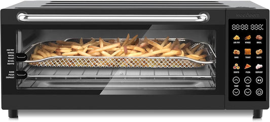 9-in-1 Air Fryer Oven with Toaster & Dehydrator, Large 16-Quart Capacity in Pink, Silver, Black