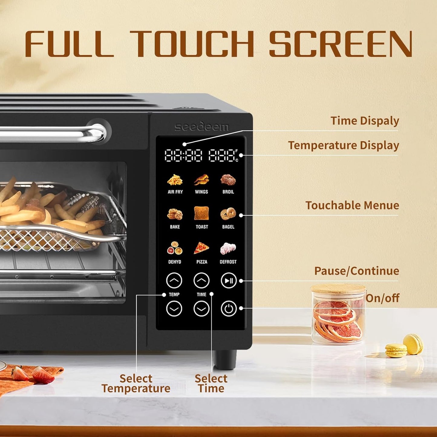 9-in-1 Air Fryer Oven with Toaster & Dehydrator, Large 16-Quart Capacity in Pink, Silver, Black