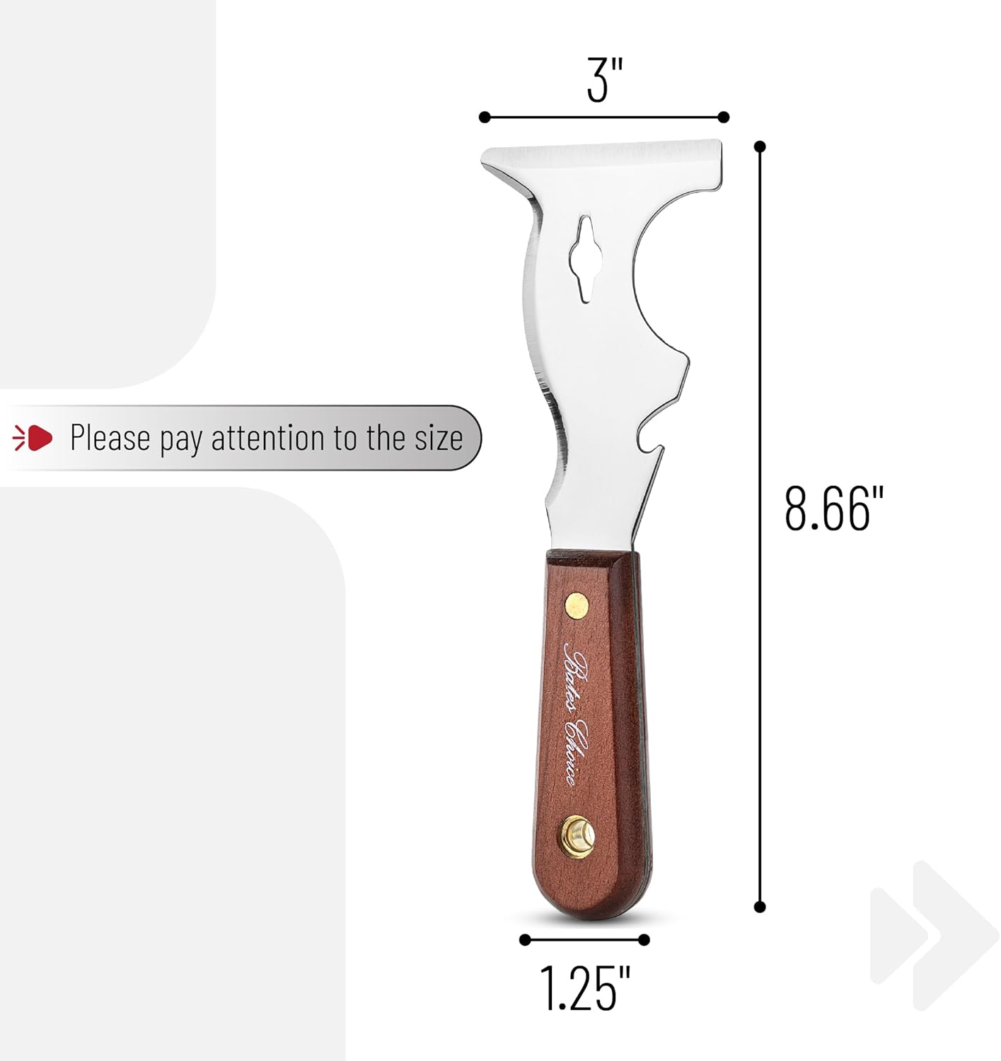 9-in-1 Paint Scraper Tool with Mahogany Handle for Wood and Painting - Metal Spackle Knife and Putty Scraper