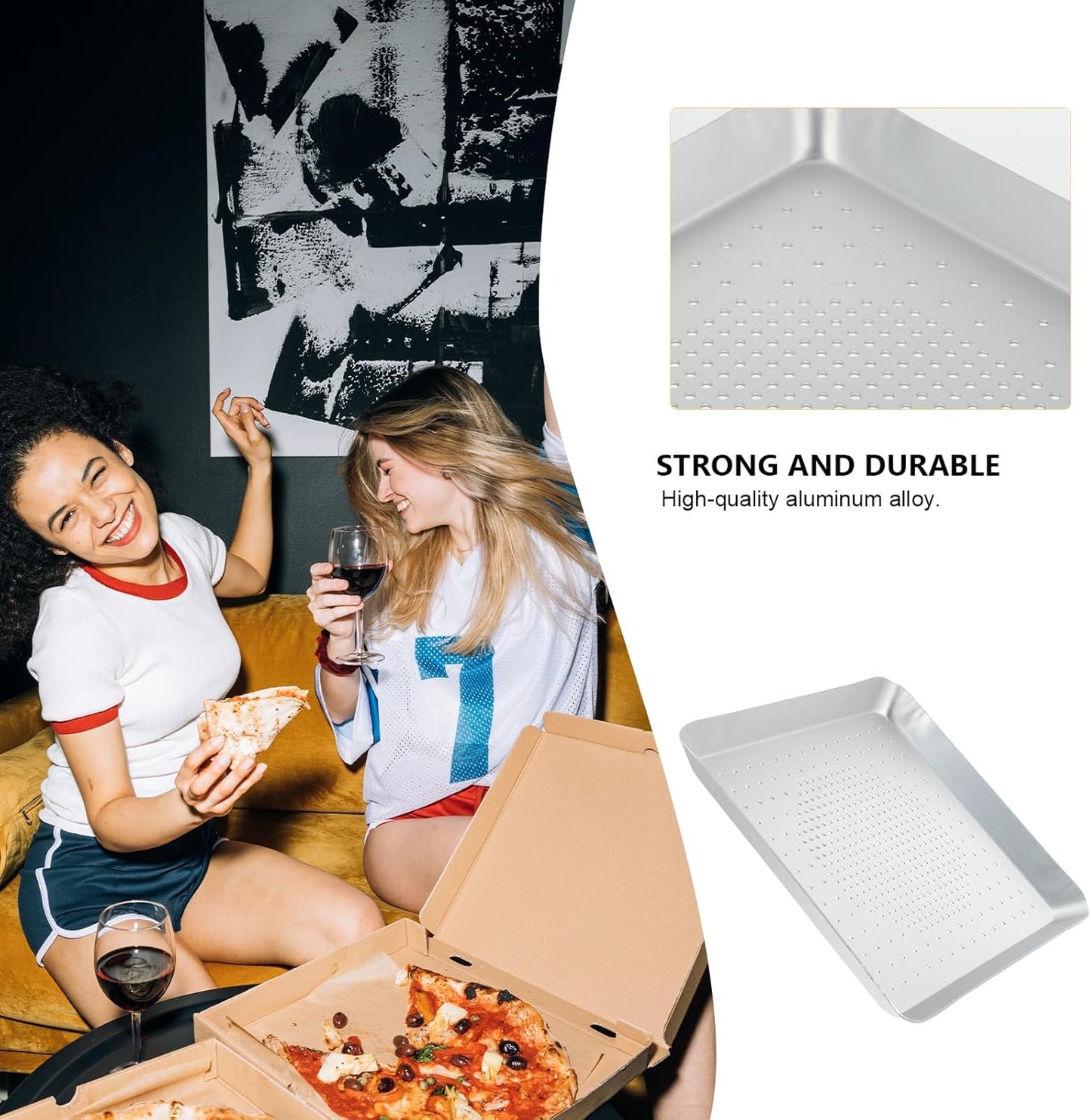 9 Inch Square Pizza Pan with Holes for Home Baking - Mini Pizza Bakeware Tray