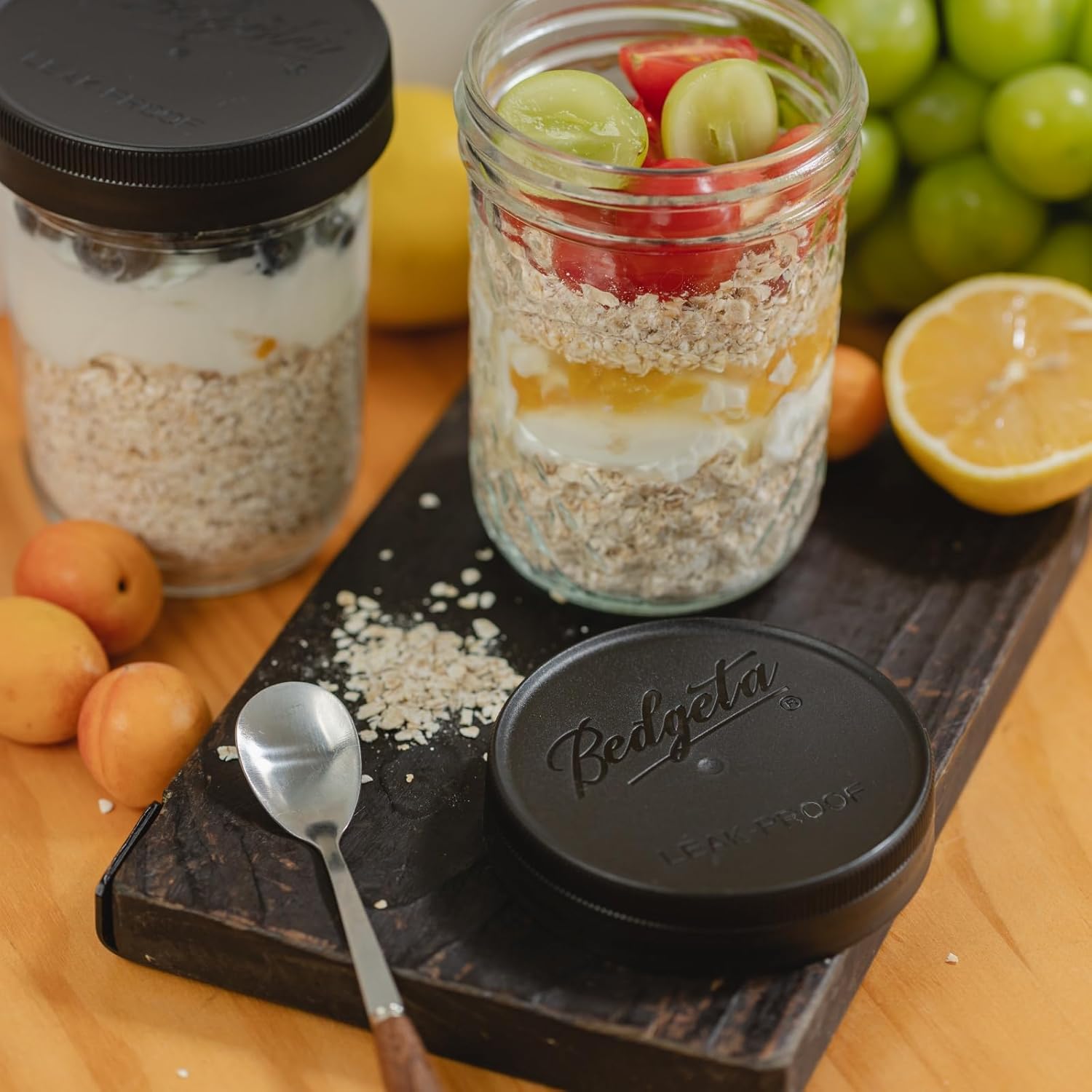 9 Pack Black Wide Mouth Plastic Mason Jar Lids for Ball, Kerr, and More - Canning Lids