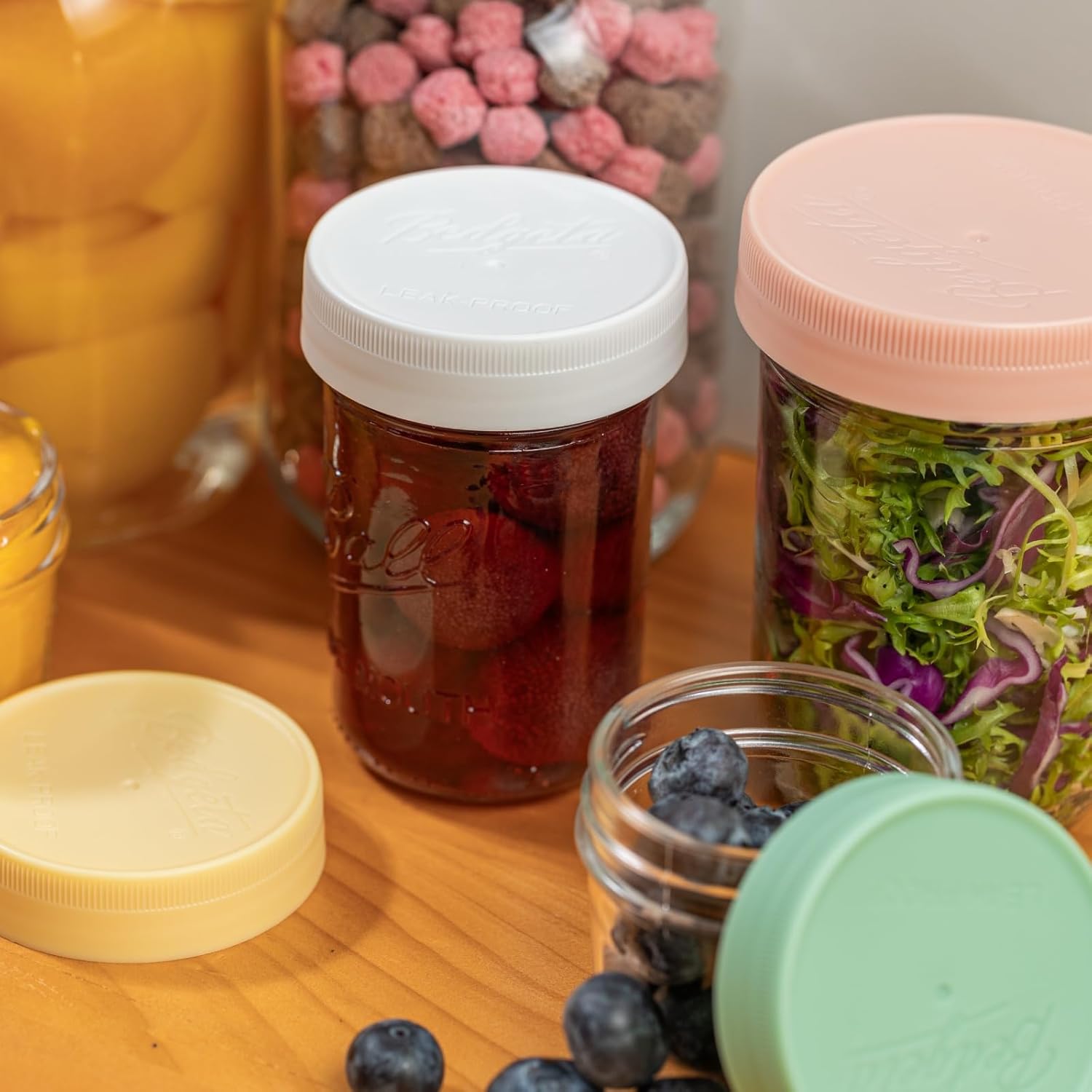 9 Pack Pink Wide Mouth Mason Jar Lids - One-Piece Plastic Caps for Ball, Kerr, and More - Canning Supplies