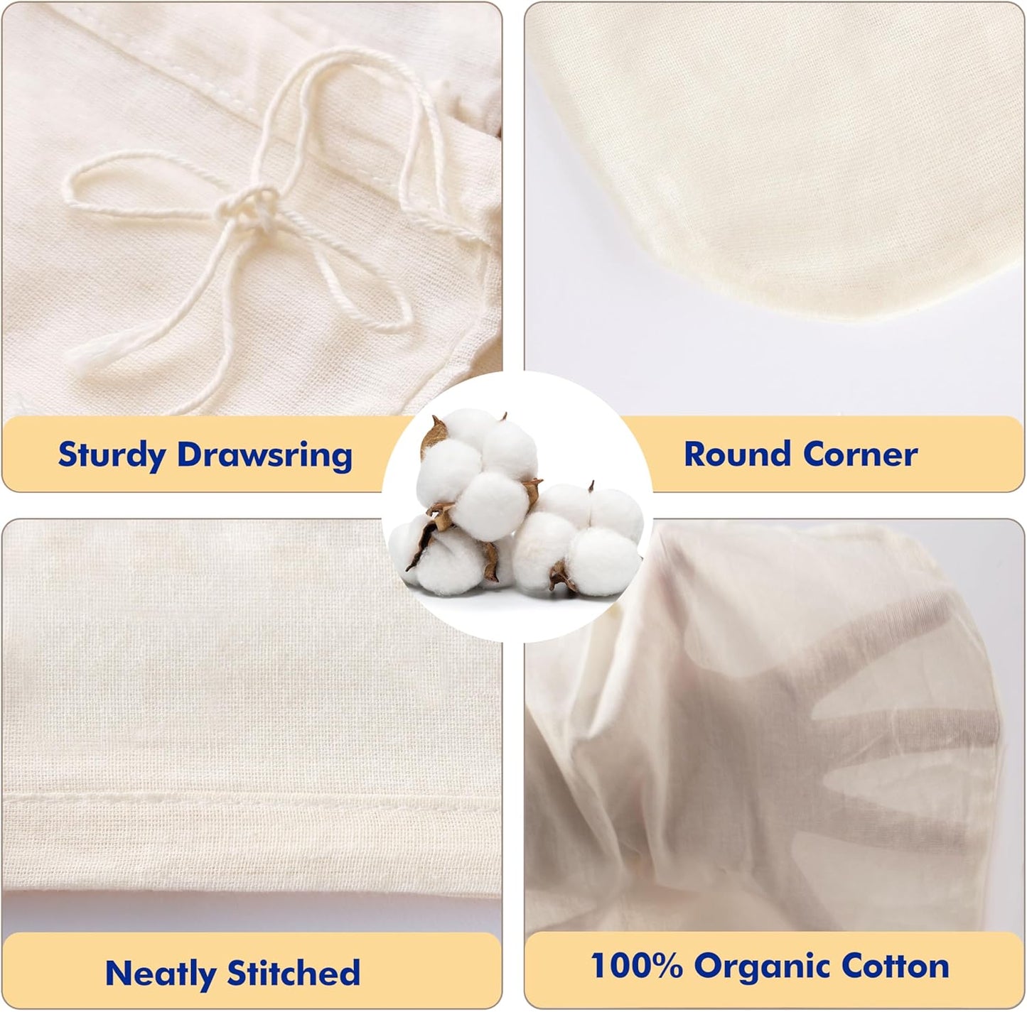 9 PCS 14x14 Inch Nut Milk Bags & Cheese Cloth for Straining Craft - 100% Cotton Unbleached Muslin Cloth Strainer for Cooking, Baking, Juicing & Cheese Making - New England Stories