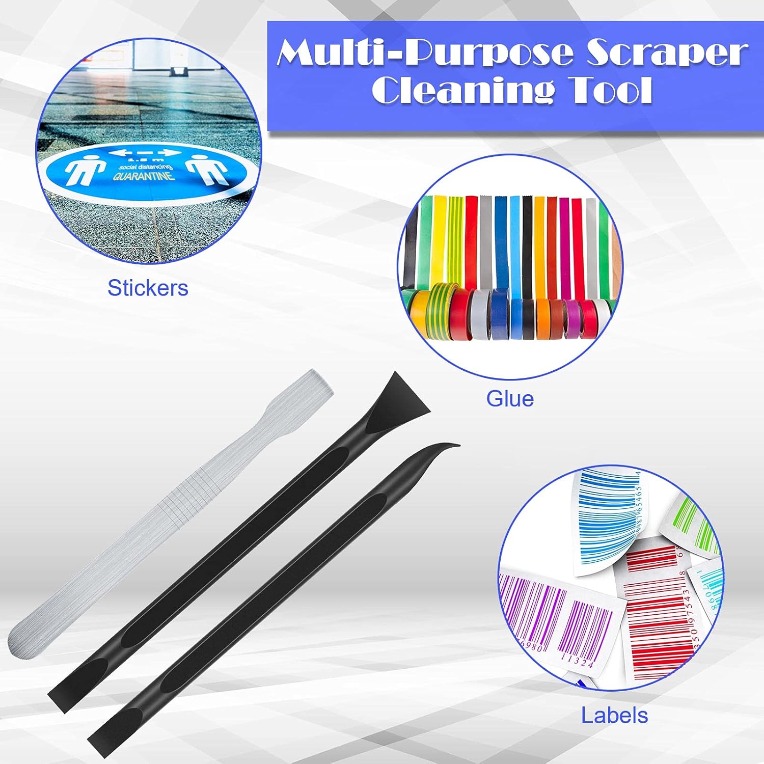 9-Piece Plastic Scraper Set for Cleaning and Removing Stickers, Labels, Oil Stains, and Dirt - Carbon Fiber Non-Scratch Tools