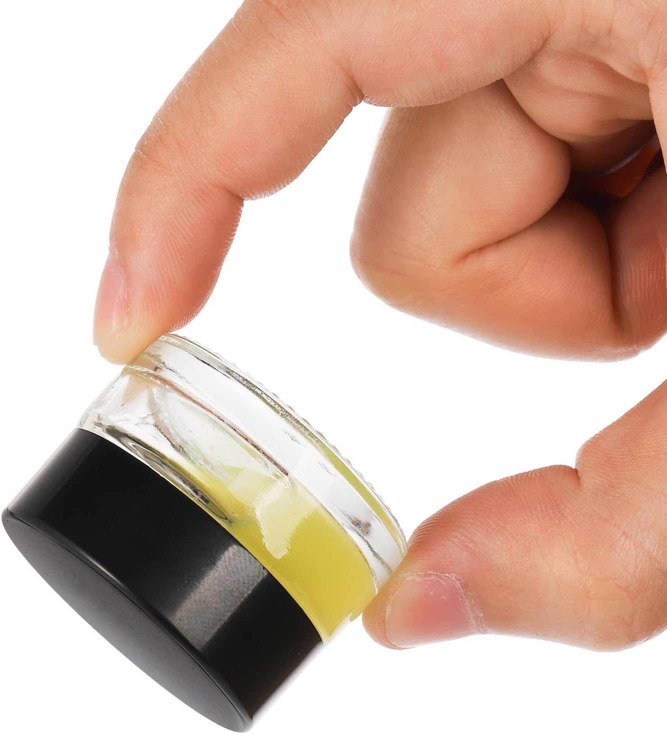 90 Pack 5ml Empty Glass Jars with Black Lid - Refillable Airtight Cosmetics Container for Samples, Skincare, and Travel