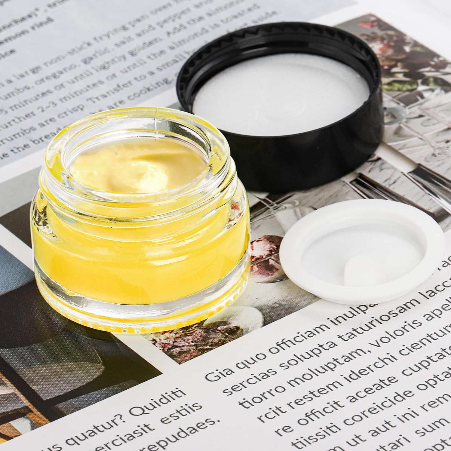 90 Pack 5ml Empty Glass Jars with Black Lid - Refillable Airtight Cosmetics Container for Samples, Skincare, and Travel