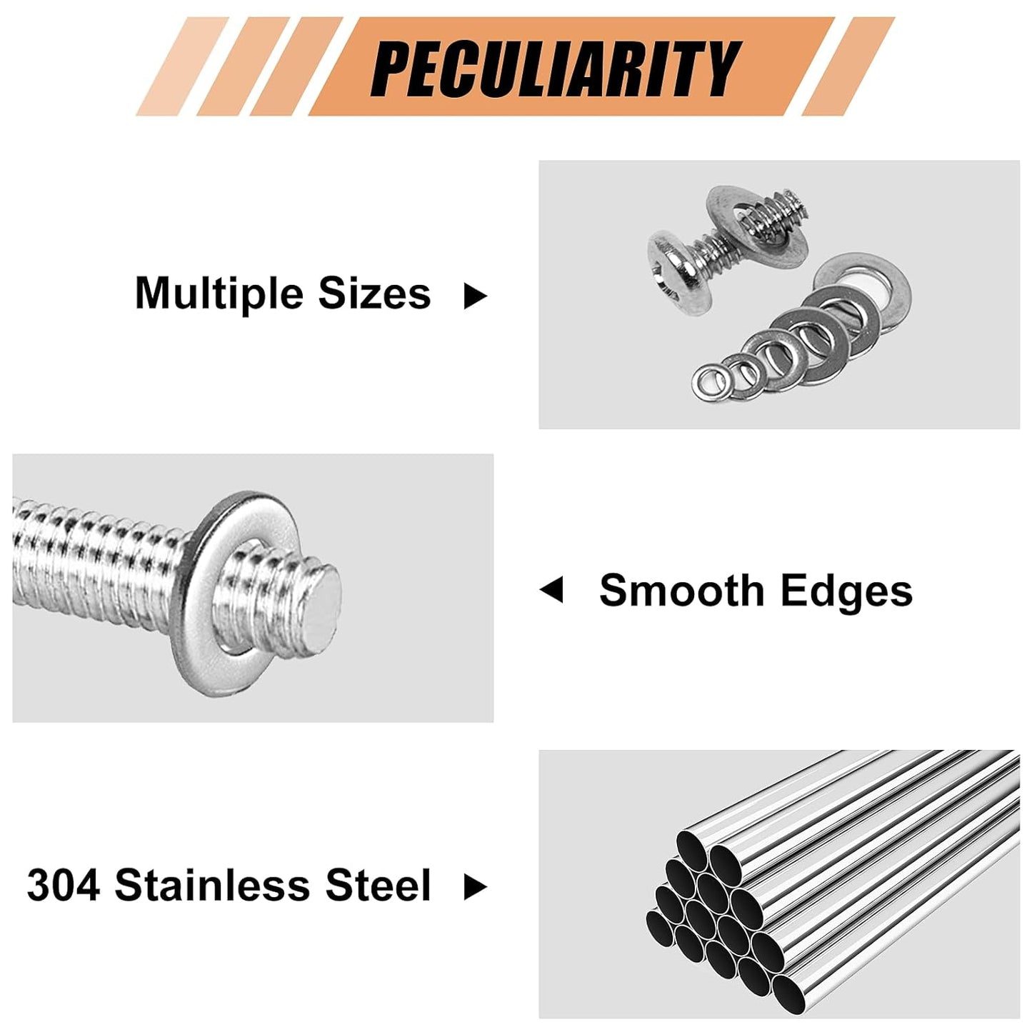 900 Piece Stainless Steel Flat Washers Kit - 304 Stainless Steel Assorted Sizes (M2-M12) for Industrial Use with Screws and Bolts - WildKart