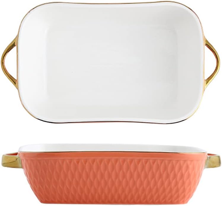 9.4 X 5.4 X 2.2 Inch Ceramic Baking Dish Set with Handle, Porcelain Casserole Dishes for Oven - Red Baking Pans in Multiple Colors