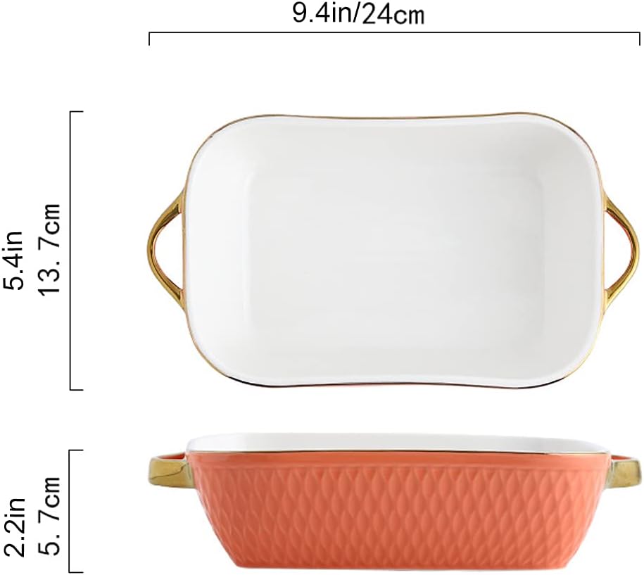 9.4 X 5.4 X 2.2 Inch Ceramic Baking Dish Set with Handle, Porcelain Casserole Dishes for Oven - Red Baking Pans in Multiple Colors