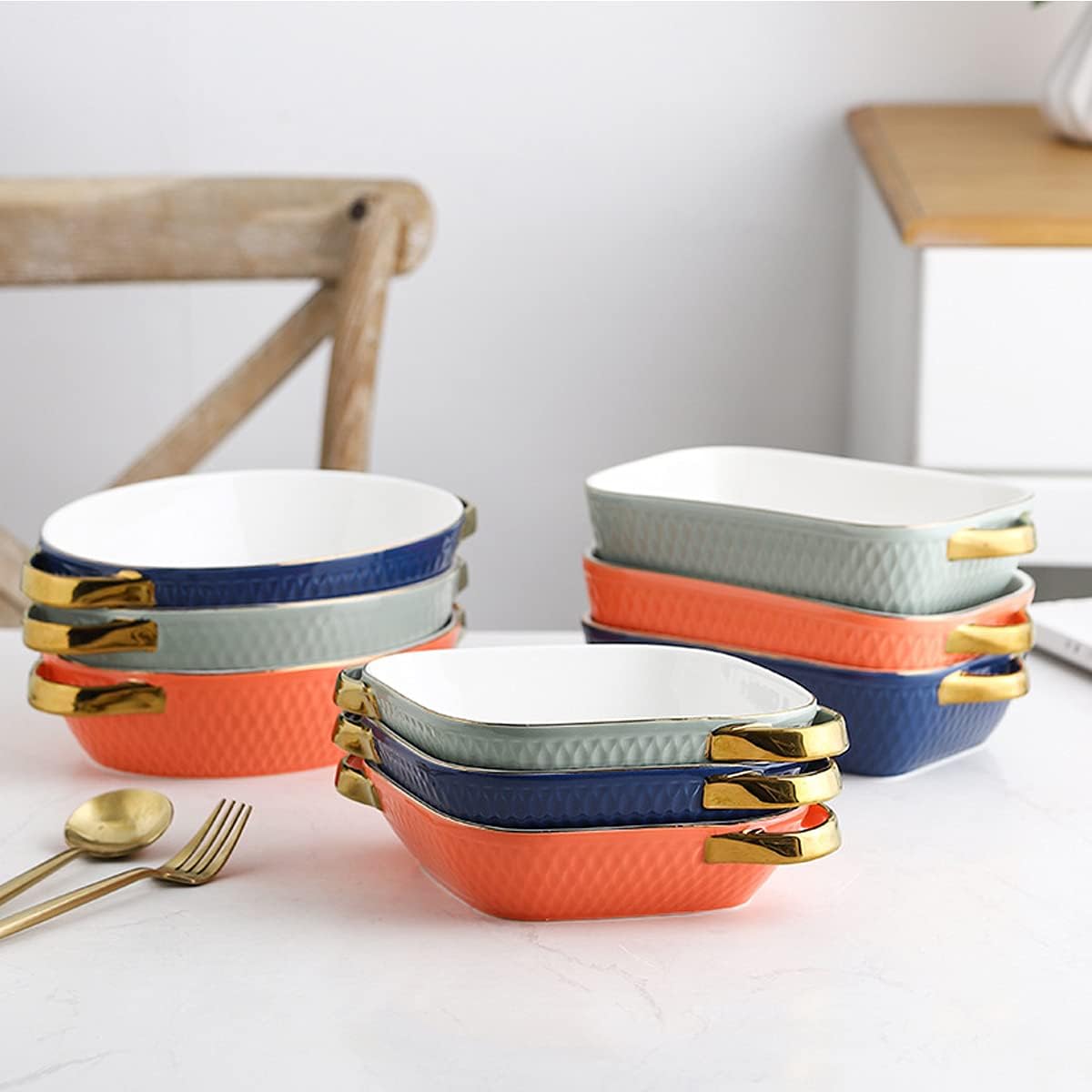 9.4 X 5.4 X 2.2 Inch Ceramic Baking Dish Set with Handle, Porcelain Casserole Dishes for Oven - Red Baking Pans in Multiple Colors