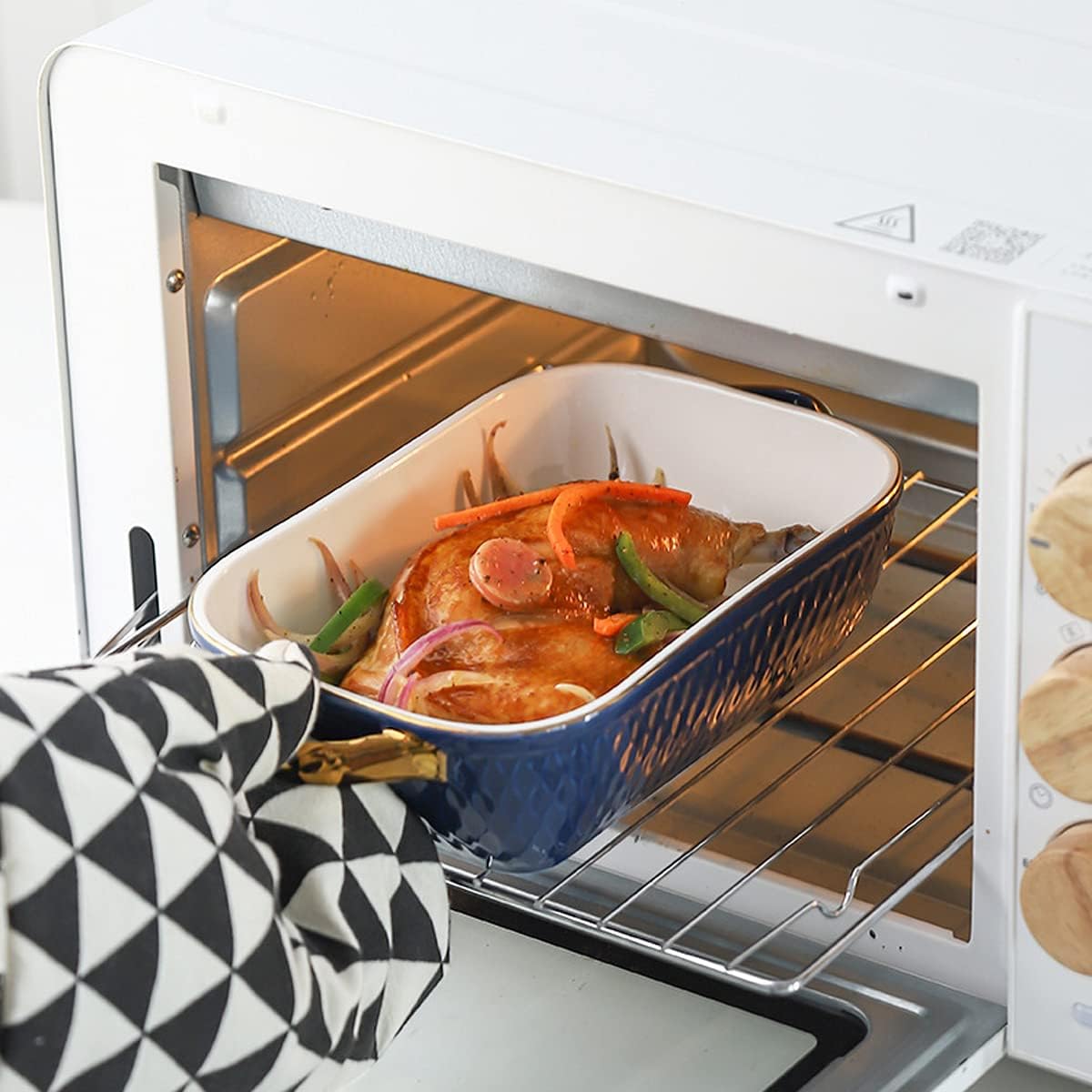 9.4 X 5.4 X 2.2 Inch Ceramic Baking Dish Set with Handle, Porcelain Casserole Dishes for Oven - Red Baking Pans in Multiple Colors