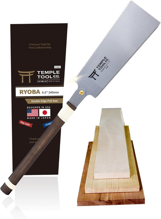9.5 Ryoba Japanese Pull Saw for Dovetails, Joinery, Cutting Boards - Temple Tool Co.