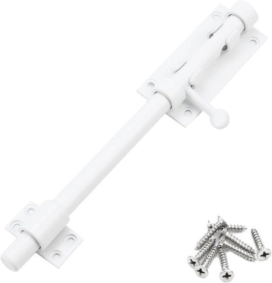9.65" Heavy Duty Stainless Steel Slide Bolt Gate Latch with Padlock Hole - White Barrel Bolt Lock for Barn, Yard, Fence, Shed