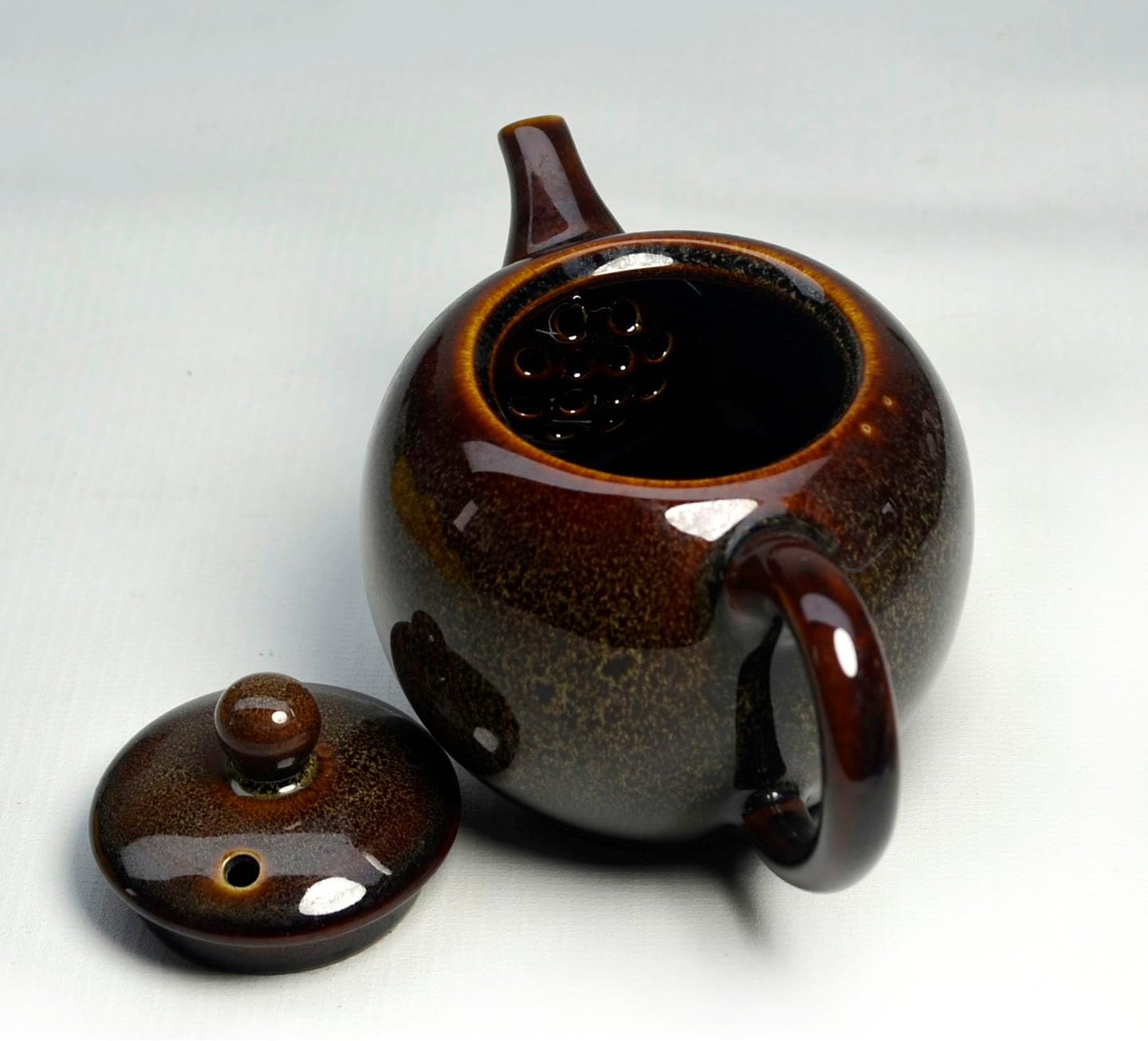 9oz Liang Baobao Porcelain Teapot - Small Chinese Tradition Kiln-Changed Glazed Ceramic Tea Kettle for Coffee