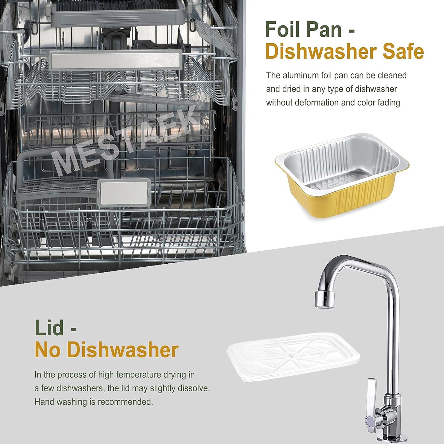 9"x6.5" Heavy Duty Foil Pans with Snap-On Lids (5 Pack) | Reusable 61oz Aluminum Containers for Baking and Cooking