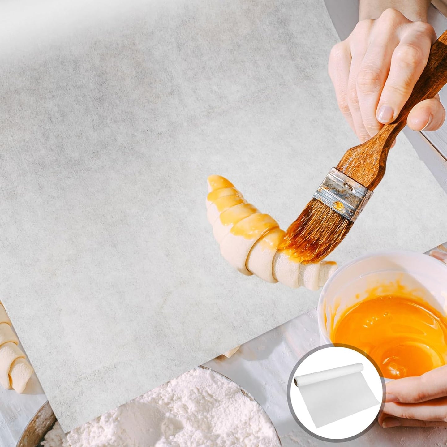 ABOOFAN Non-stick Unbleached Parchment Paper Roll - Ideal for Baking, Cooking, Grilling, Air Fryer, and Steaming