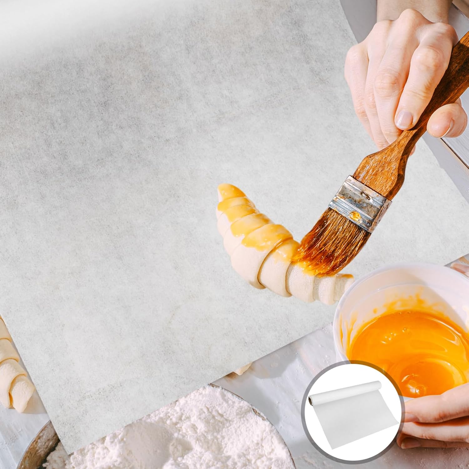 ABOOFAN Non-stick Unbleached Parchment Paper Roll - Ideal for Baking, Cooking, Grilling, Air Fryer, and Steaming