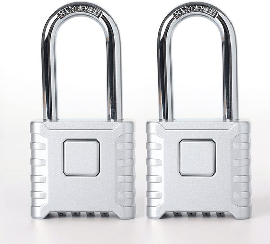 ABRA FOX Heavy Duty Outdoor Combination Locks with Long Shackle - 2 Pack