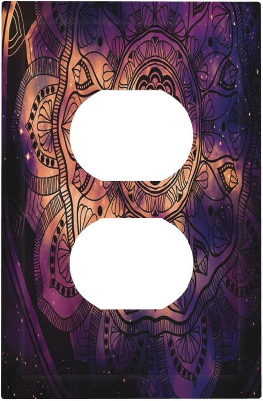 Abstract Dark Color Mandala Outlet Cover - Single Gang Wall Plate for Farmhouse Decor