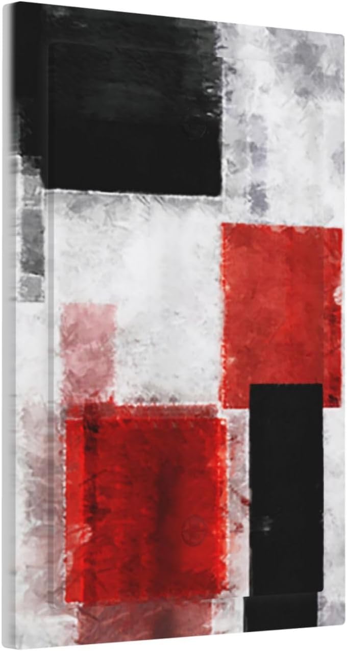 Abstract Red Black Grey Painting 1 Gang Light Switch Cover - Decorative Blank Wall Plate for Electrical Faceplate