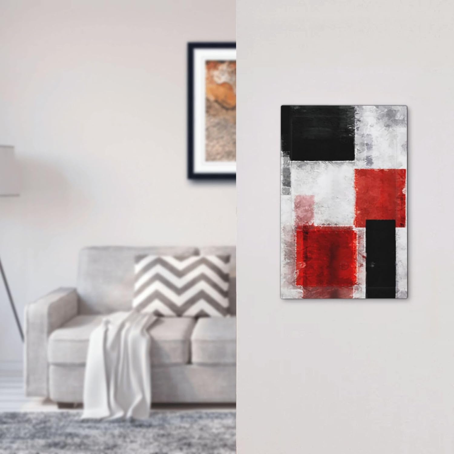 Abstract Red Black Grey Painting 1 Gang Light Switch Cover - Decorative Blank Wall Plate for Electrical Faceplate
