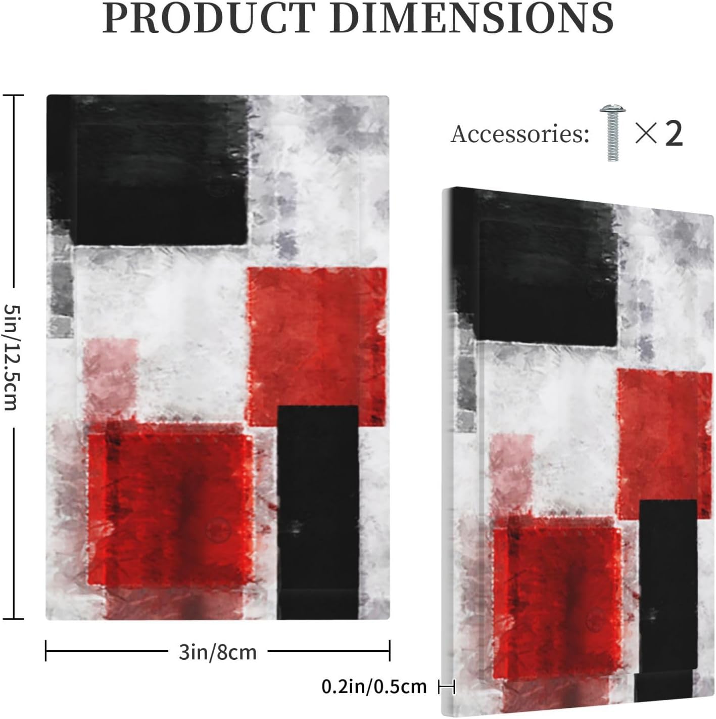 Abstract Red Black Grey Painting 1 Gang Light Switch Cover - Decorative Blank Wall Plate for Electrical Faceplate