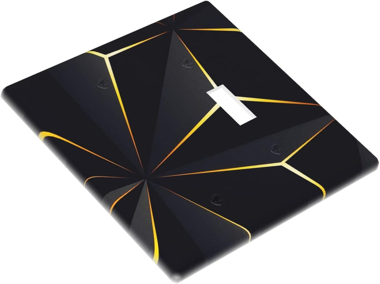 Abstraction Light Switch Cover Plate Combo - 2 Gang 1 Blank/1 Toggle Black Gold Decor Wall Plates for Farmhouse Bedroom Kitchen Living Room