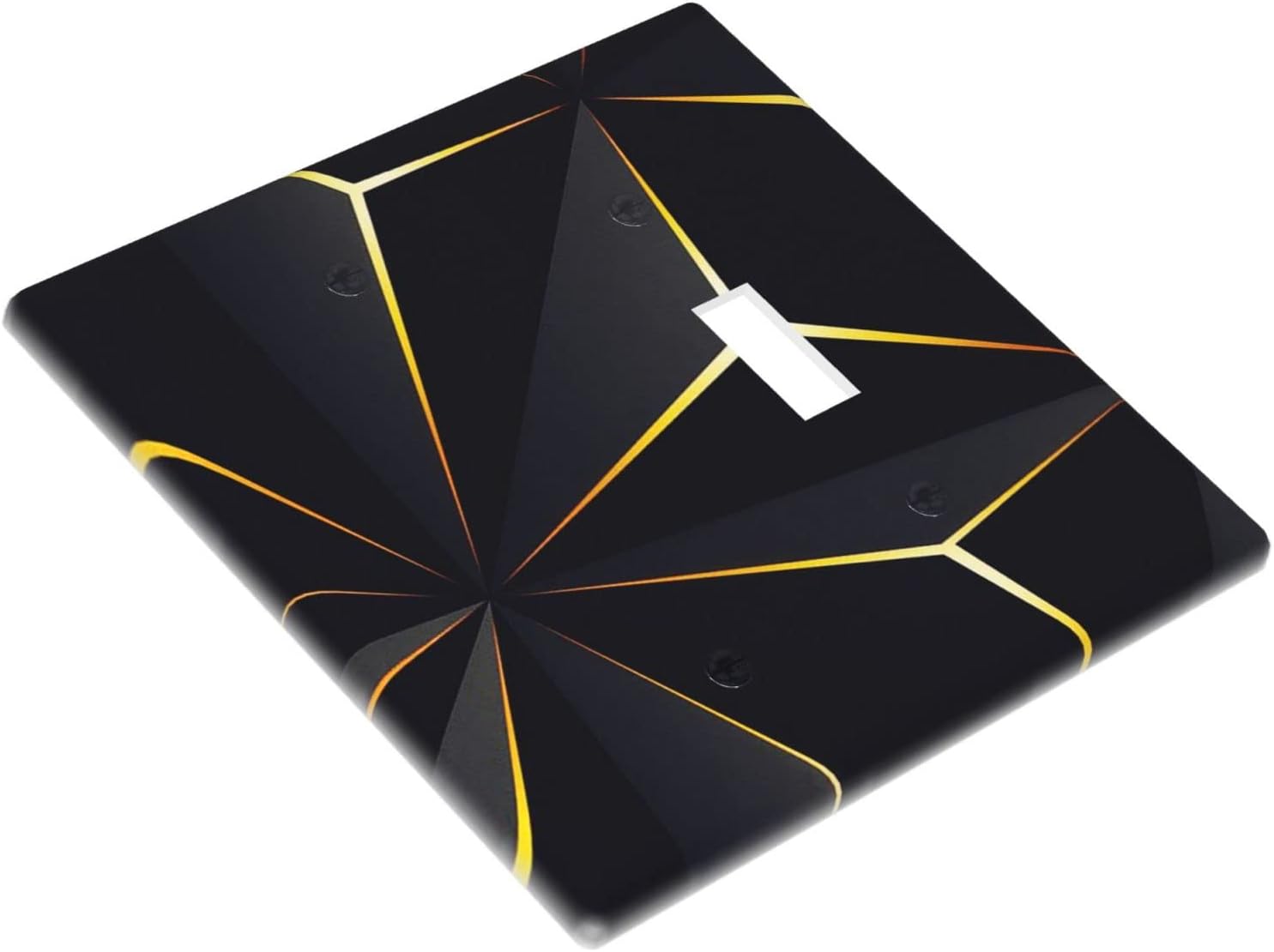 Abstraction Light Switch Cover Plate Combo - 2 Gang 1 Blank/1 Toggle Black Gold Decor Wall Plates for Farmhouse Bedroom Kitchen Living Room