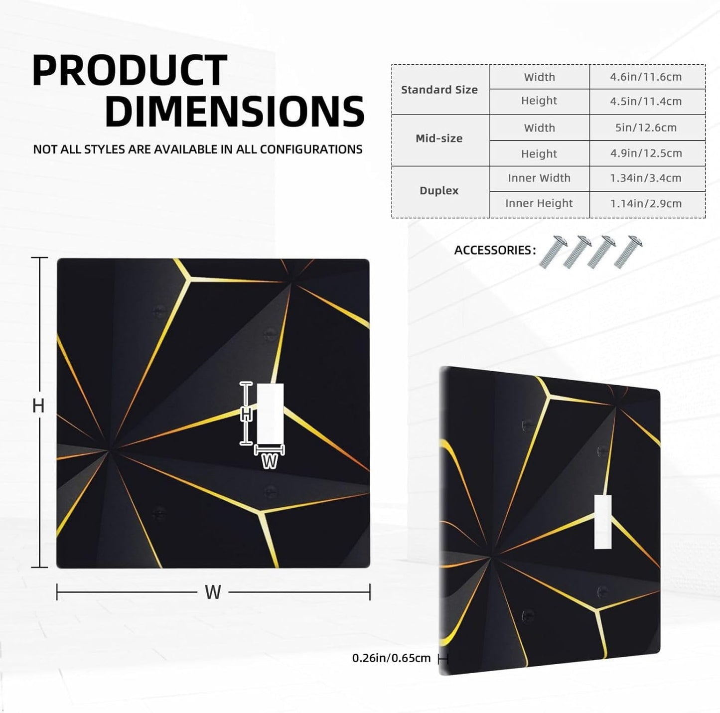 Abstraction Light Switch Cover Plate Combo - 2 Gang 1 Blank/1 Toggle Black Gold Decor Wall Plates for Farmhouse Bedroom Kitchen Living Room