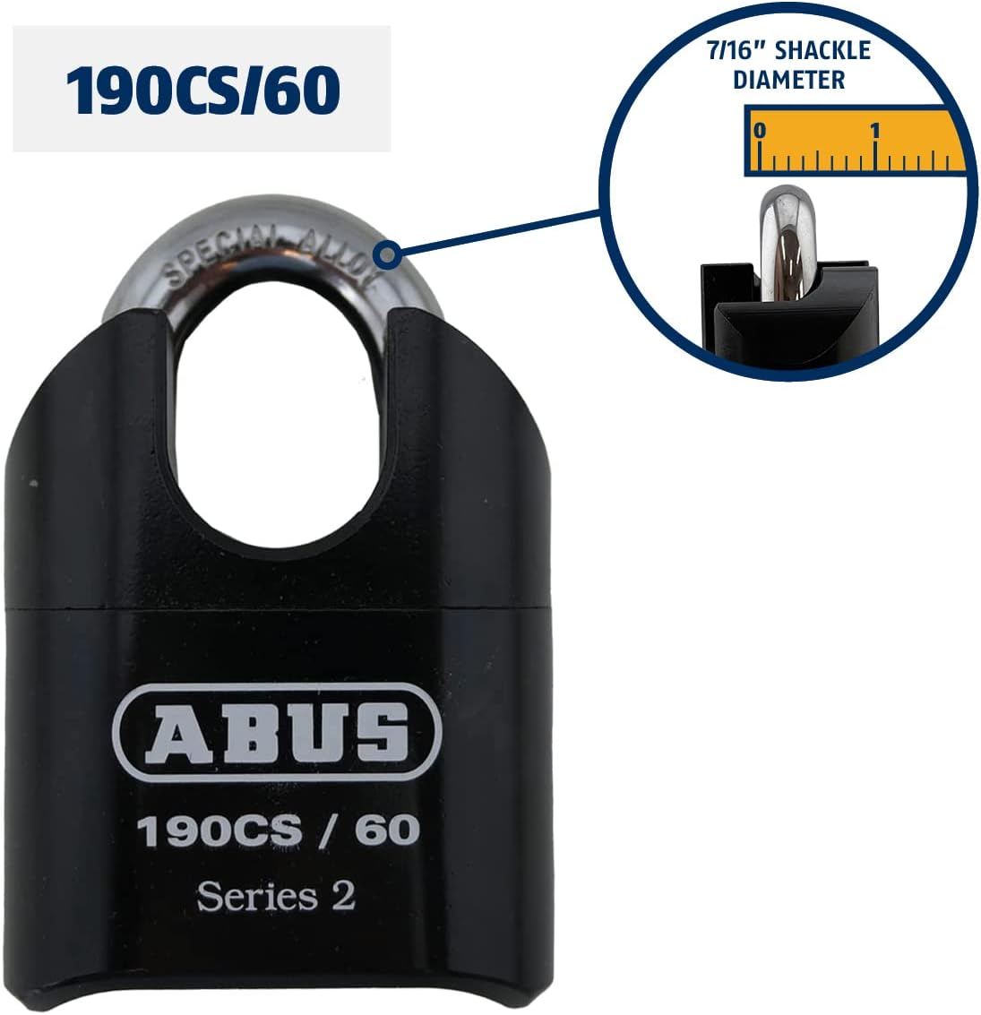 ABUS 190CS/60 High Security Combination Padlock with Solid Steel Body and Closed Shackle - WildKart