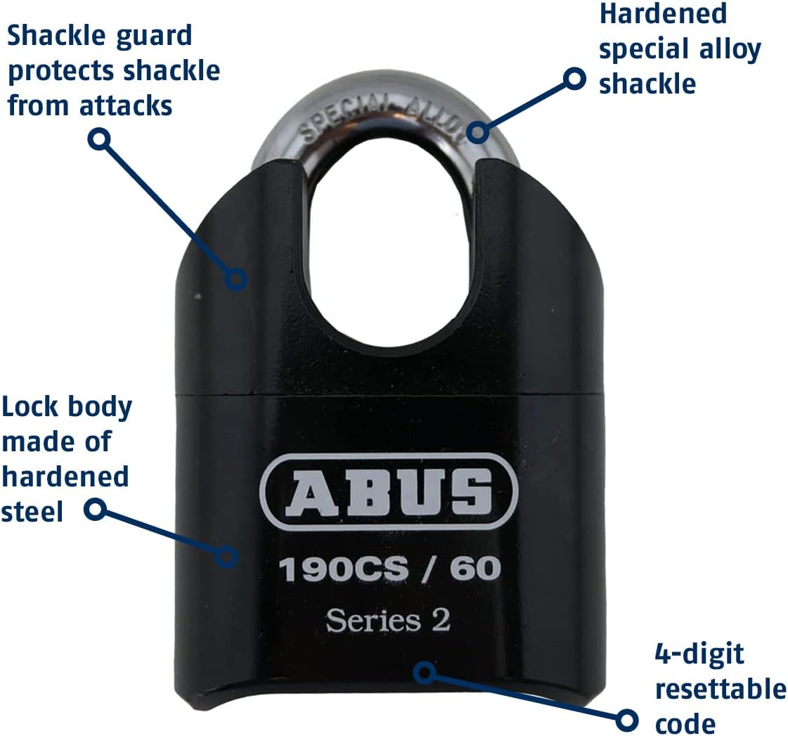 ABUS 190CS/60 High Security Combination Padlock with Solid Steel Body and Closed Shackle - WildKart