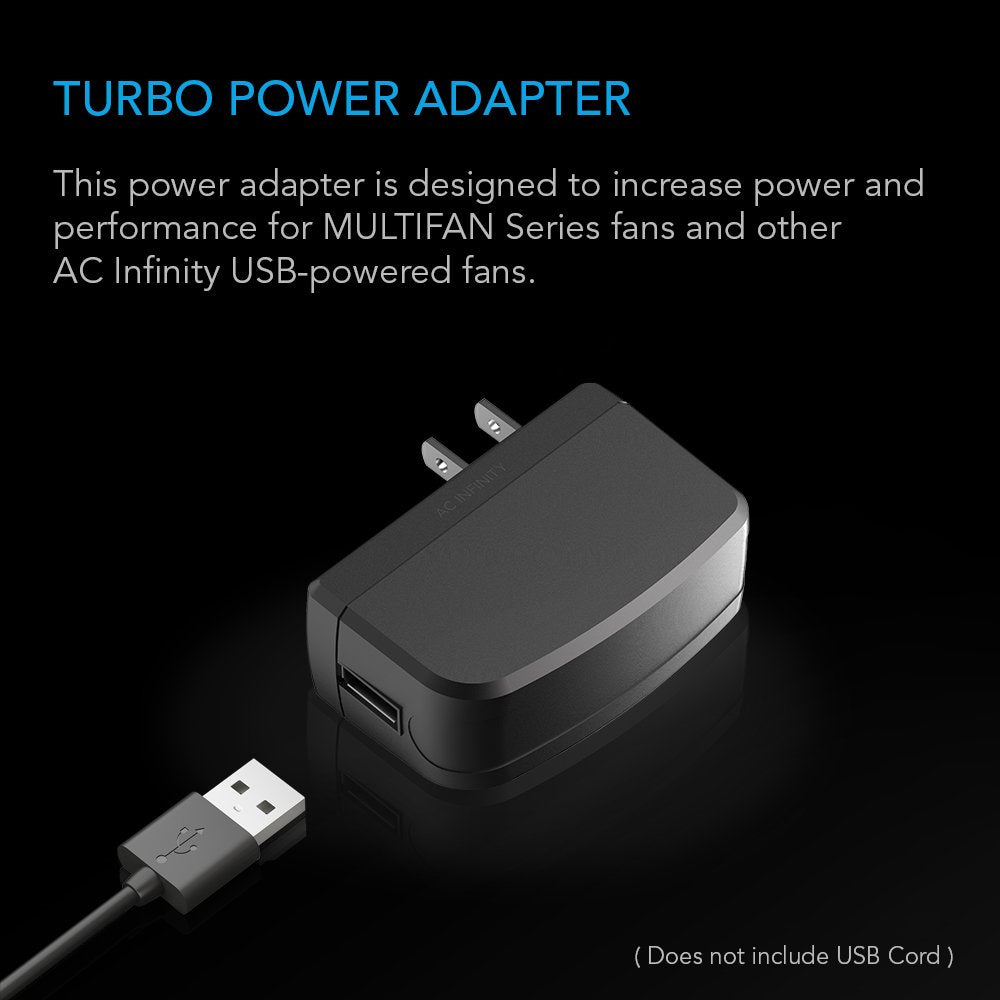 AC Infinity Turbo Fan Power Adapter for MULTIFAN Series USB Fans - Enhance Your Cooling System with this Power Adapter