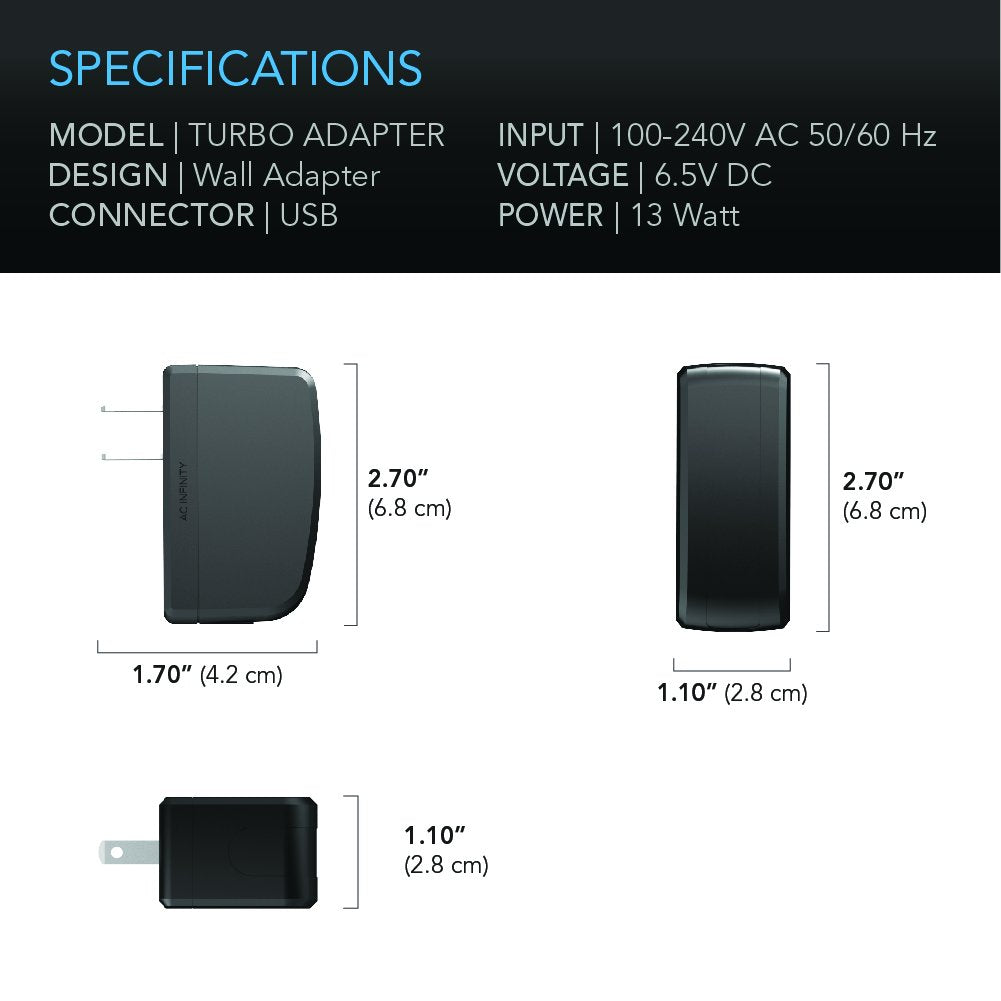 AC Infinity Turbo Fan Power Adapter for MULTIFAN Series USB Fans - Enhance Your Cooling System with this Power Adapter
