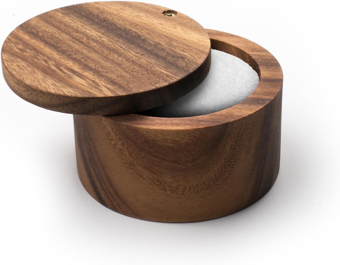 Acacia Wood Salt Cellar by Ironwood Gourmet - 4x4x2.5 Inches, Appalachian Design, Brown Color
