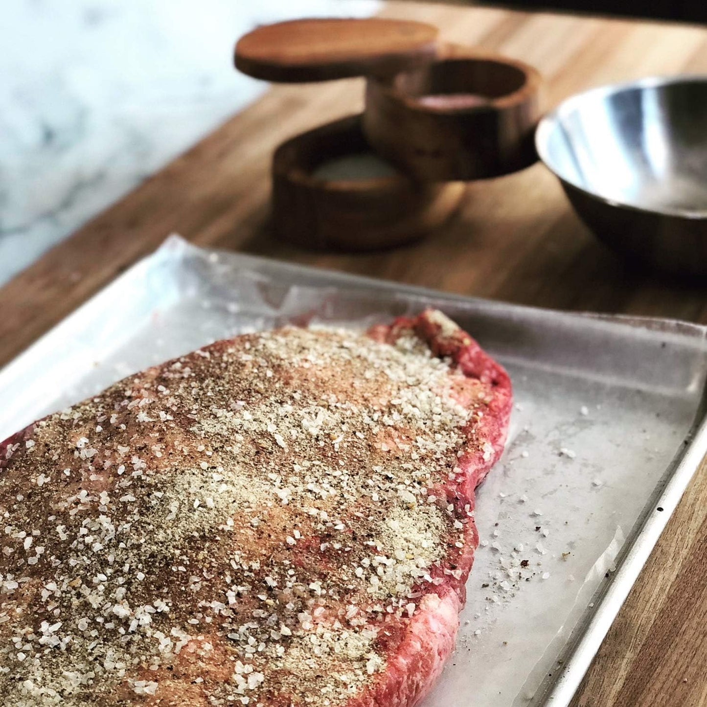 Acacia Wood Salt Cellar by Ironwood Gourmet - 4x4x2.5 Inches, Appalachian Design, Brown Color