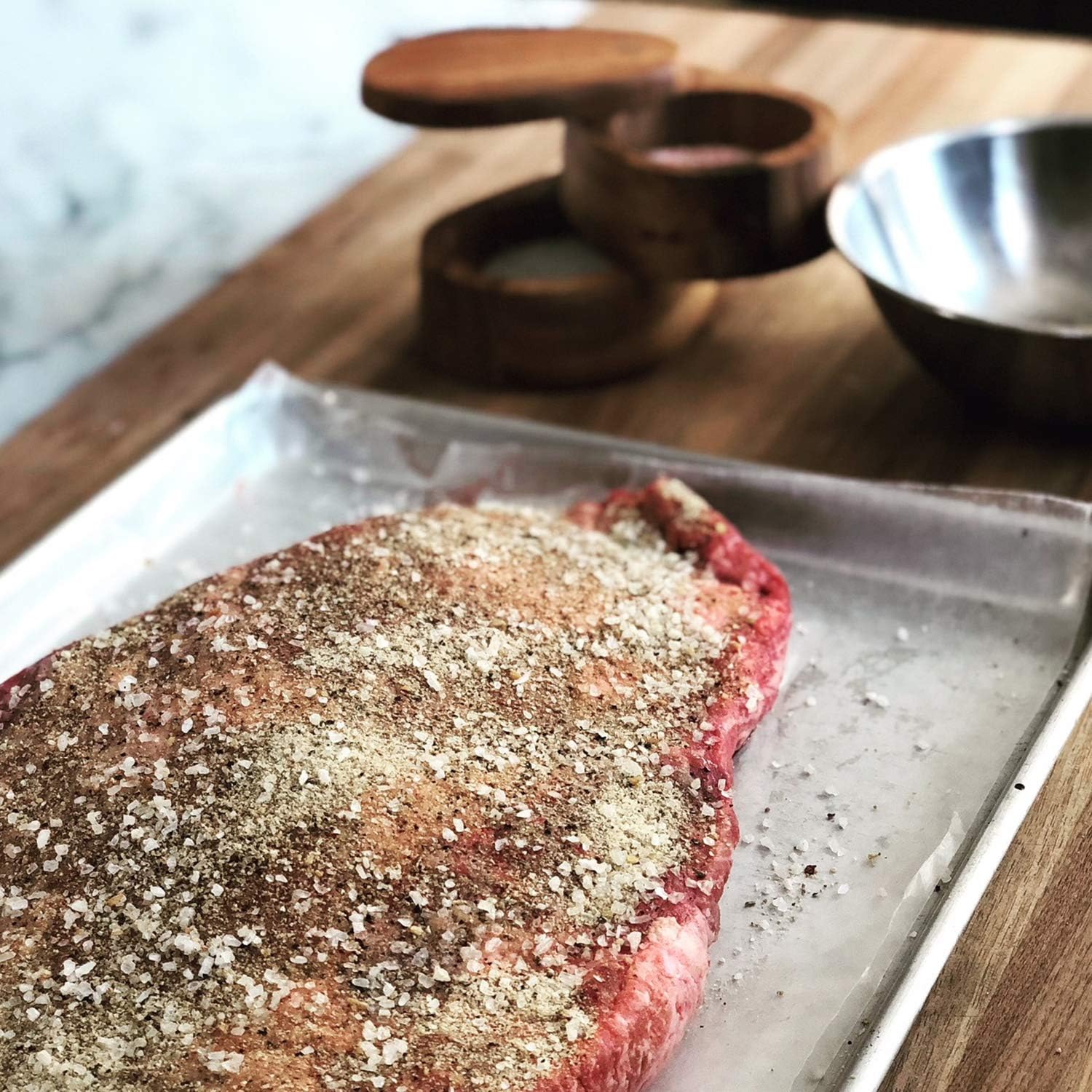 Acacia Wood Salt Cellar by Ironwood Gourmet - 4x4x2.5 Inches, Appalachian Design, Brown Color