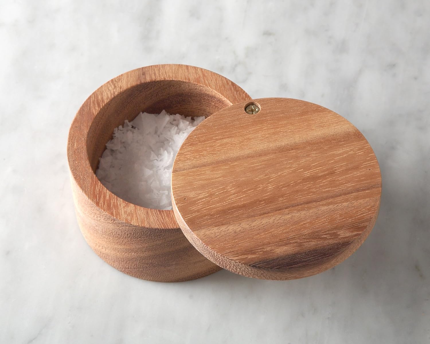 Acacia Wood Salt Cellar by Ironwood Gourmet - 4x4x2.5 Inches, Appalachian Design, Brown Color