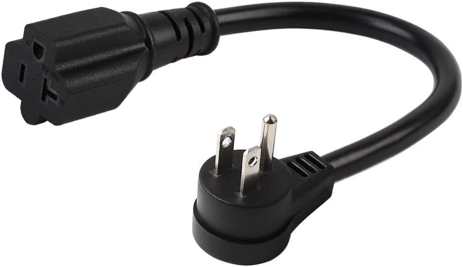ACBROAD 15 Amp to 20 Amp Plug Adapter Cable - UL Listed 14AWG, 1 Foot, NEMA 5-15P to 5-15/20R - 15 Amp Household Plug to 20 Amp T-Blade Power Cable