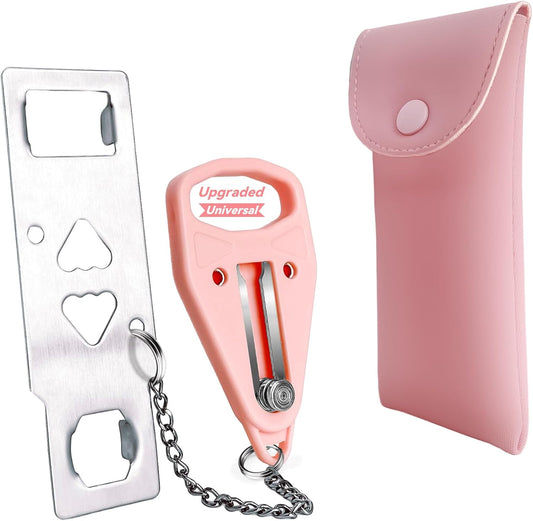 AceMining Pink Portable Door Lock for Home Security and Privacy - Travel Lockdown Lock for Traveling, Hotel, Apartment, College - 1 Pack