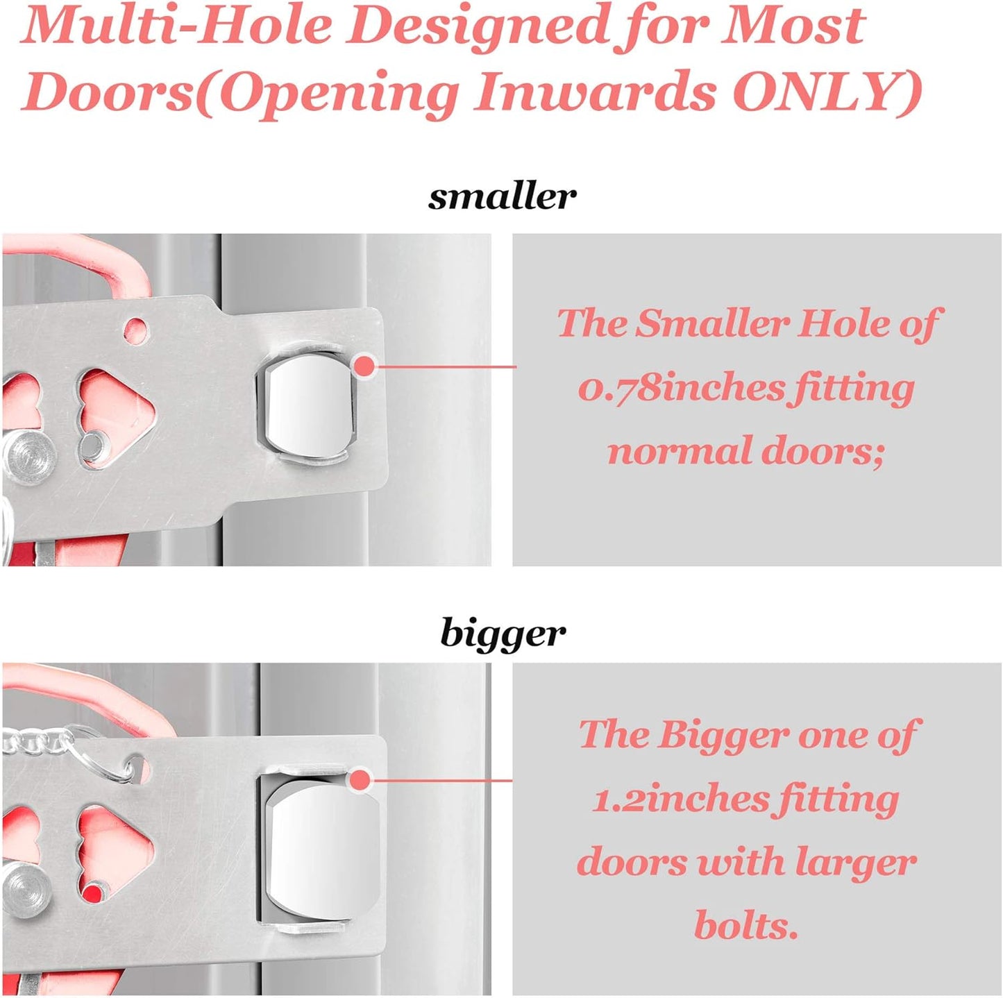 AceMining Pink Portable Door Lock for Home Security and Privacy - Travel Lockdown Lock for Traveling, Hotel, Apartment, College - 1 Pack