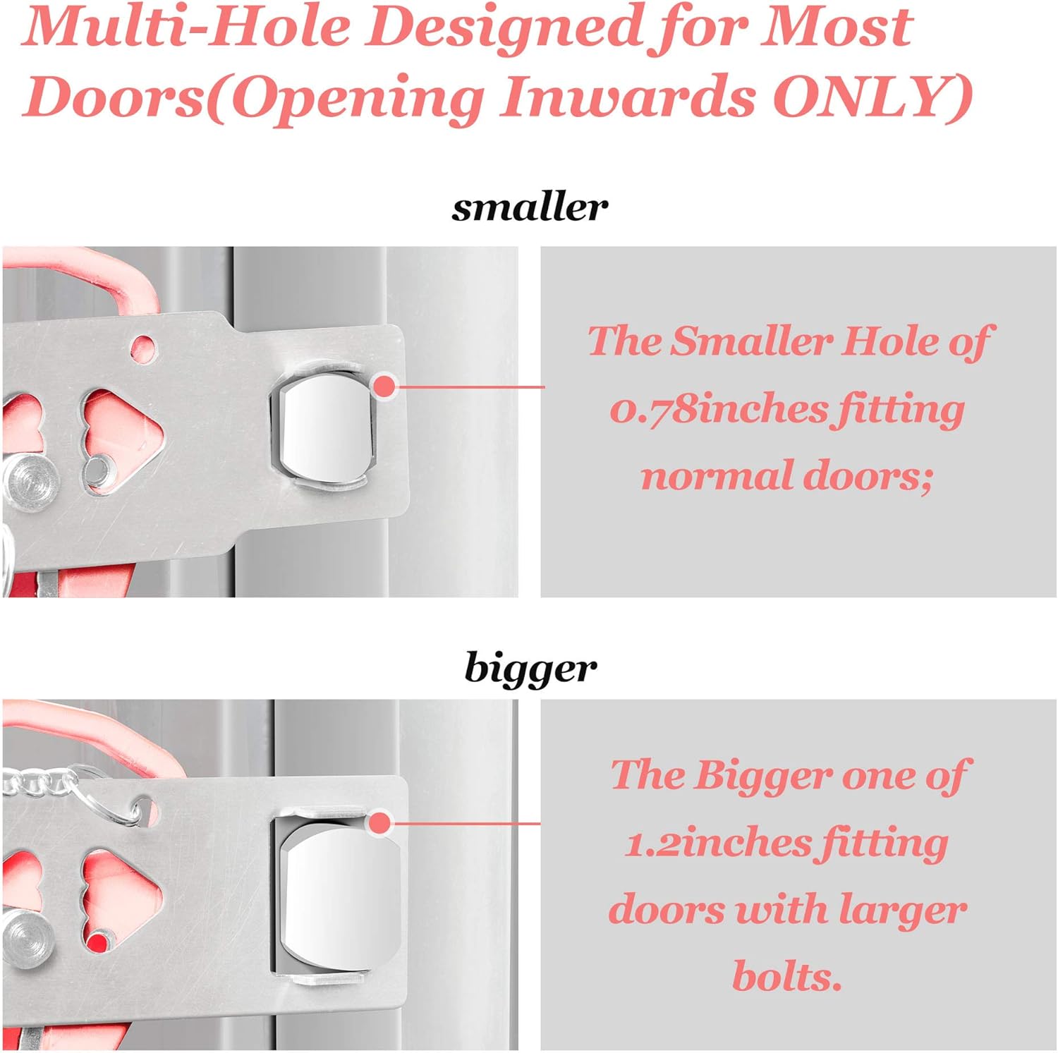 AceMining Pink Portable Door Lock for Home Security and Privacy - Travel Lockdown Lock for Traveling, Hotel, Apartment, College - 1 Pack