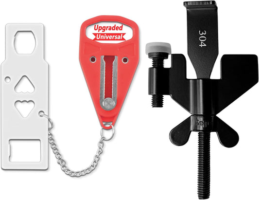 AceMining Upgraded Black Portable Door Lock for Enhanced Security on-the-go