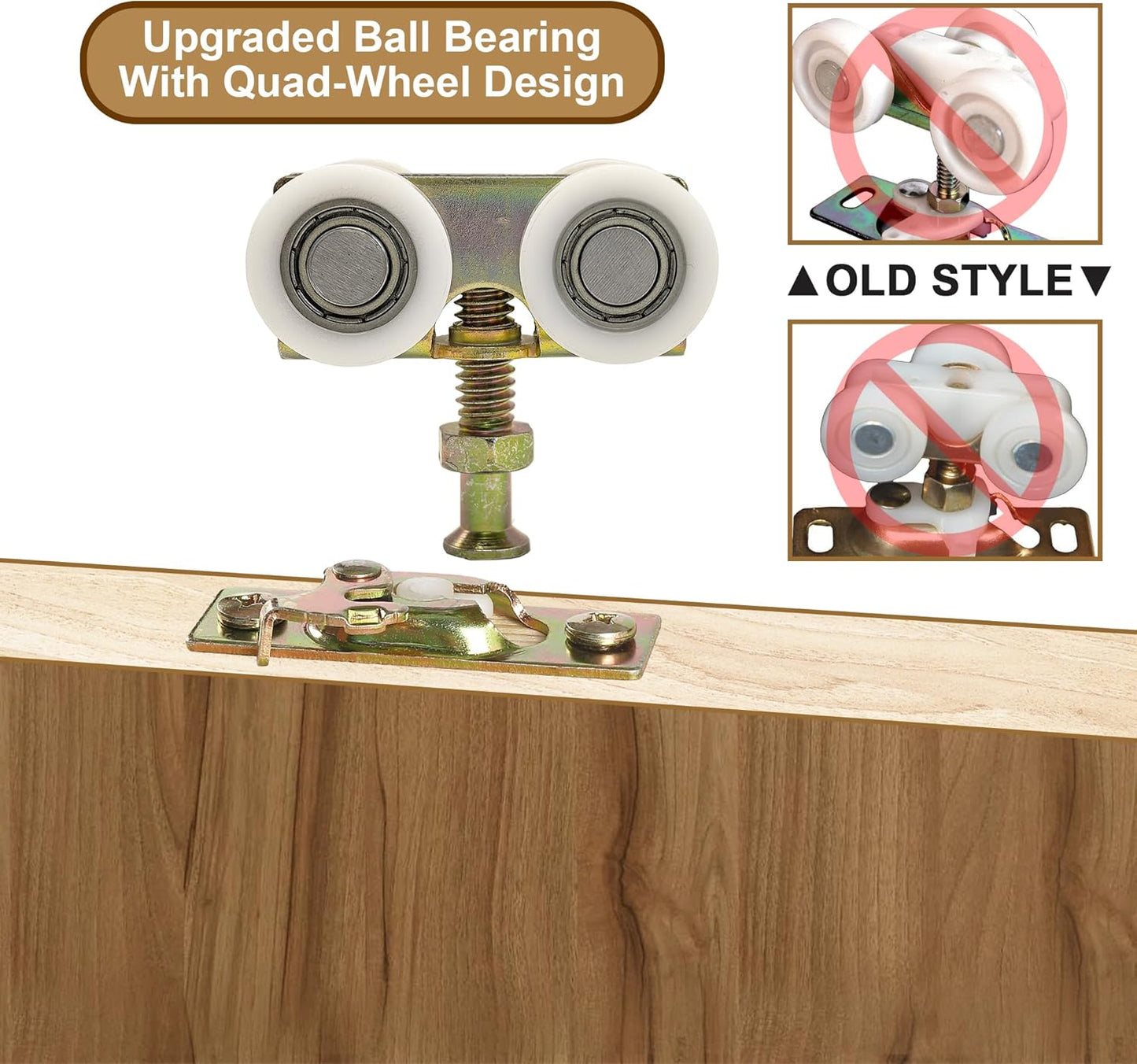 ACEPLANET 3/4" RV Pocket Door Ball Bearing Hangers Compatible with Johnson Parts #1025, #JR20565 & #H530 - Upgraded Quad Rollers, Fits 111/118F Series Track - 2 Pack